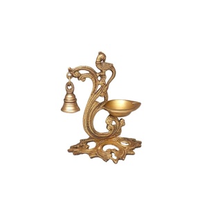 Brass Peacock Diya With hanging Bell oil lamps for spiritual radiance For <b>Home</b> <b>Mandir</b> Temple <b>Pooja</b> At Wholesale <b>Cheap</b> Price - Product Image 2