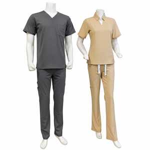 Medical <b>Scrubs</b> Set Men Women V Neck <b>Top</b> Pants Comfortable Breathable Nursing Uniform Hospital Workwear OEM Bulk Supplier - Product Image 1