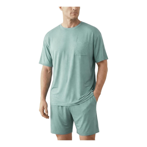 Conjunto de Camiseta de Cuello Redondo de Algodón de Color Sólido para Hombre con Bolsillo, Ropa Casual Transpirable de Verano, Manga Corta y Pantalones Cortos a Juego - Product Image 6