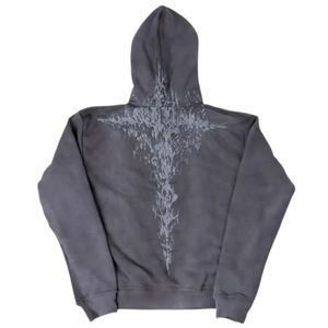Sweat-shirt à capuche unisexe surdimensionné en molleton épais, noir anthracite délavé style vintage, streetwear - Product Image 6