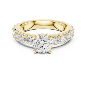 Anillo de compromiso Radiant Arc con diamante redondo de corte compartido en oro de 10k/14k/18k/plata y diamante cultivado en laboratorio - Product Image 1