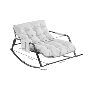 Poltrona Moderna da Soggiorno Extra Larga in Pelle Tecnica, Poltrona Reclinabile a Dondolo in Bouclé - Product Image 3