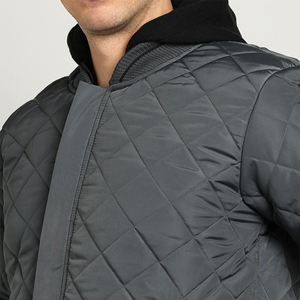<b>Men's</b> Quilted Hooded Bomber <b>Jacket</b> Windproof Casual Solid Color Polyester Wadding Zipper Closure Autumn Wear - Product Image 6