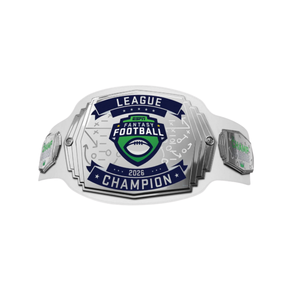 Custom ESPN Fantasy Football League Champion Belt with Personalized Year & Text Premium Silver Belt for Fantasy League Winners - Product Image 1