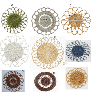 Vente en gros de tapis en rotin naturel et jacinthe d'eau, faits à la main, écologiques, design rustique, 33 cm de diamètre, 10 mm d'épaisseur, KV NATURAL - Product Image 3