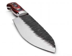 Cuchillo de Cocina de Acero Forjado a Mano con Acabado Martillado y Mango de Madera Pakka, Herramienta Culinaria - Product Image 4