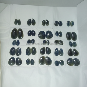 High Quality 100% Natural <b>Blue</b> <b>Sapphire</b> Rose Cut Slice Pairs Jewelry Making Decorative Purposes Emerald Material Amethyst Color - Product Image 2