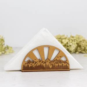 Boîte à mouchoirs en bois, motif lever de soleil sur les montagnes, porte-serviettes décoratif pour la table, décoration de table pour la maison, salle à manger - Product Image 2