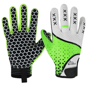Guantes de fútbol americano unisex en blanco y negro – Cuero de primera calidad con diseño antideslizante de silicona - Product Image 4