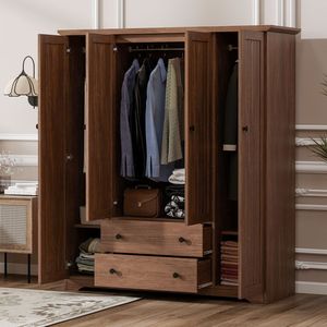 Armadio a 4 Ante Marrone con 2 Cassetti - Product Image 3