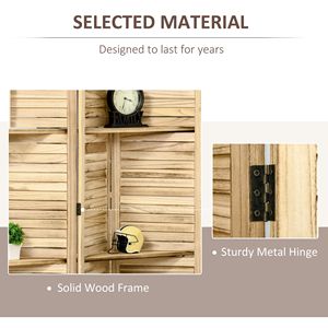 Divisorio Portatile a 4 Pannelli da 5,5 Piedi in Legno Naturale di Paulownia con Materiale in Carta e Mensole - Product Image 5