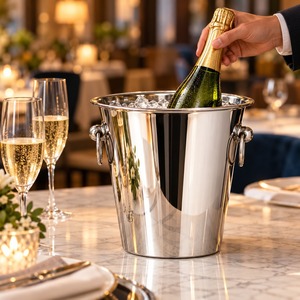 Seau à glace métallique de qualité export, capacité personnalisée, refroidisseur à vin pour mariages et fêtes, refroidisseur à champagne et bière, articles de bar, idéal pour offrir - Product Image 1