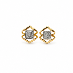 18K Yellow Gold Diamond Geometric Stud <b>Earrings</b> for Women High Polish Daily Wear Party Wedding Jewelry Gift - Product Image 2
