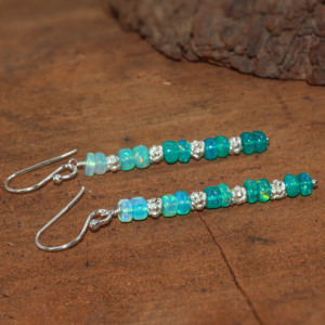 Pendientes colgantes lineales con cuentas, ligeros, con cadena larga y cuentas - Product Image 4