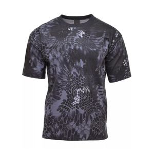 Custom Wholesale Men's Outdoor Camo print <b>tshirt</b> for hunting and fishing activities featuring moisture <b>wicking</b> performance - Product Image 1