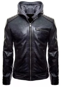 Veste de motard classique pour homme, design tendance, vêtements de sport, taille plus, coupe ajustée, en cuir, imperméable, respirante, coupe-vent - Product Image 2