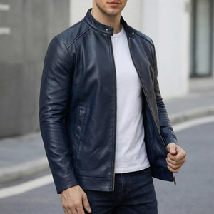 Wholesale Mens Leather Fashion <b>Jacket</b> Real Cowhide Biker Style Zipper Coat Durable Outerwear For Outdoor Wear Mens Clothing - Product Image 5