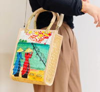 Sac fourre-tout en rotin du Vietnam en gros pour femmes, toutes saisons, réutilisable, pour courses, en paille peinte, pour usage décontracté