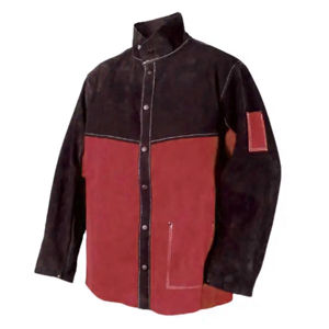 Veste de soudeur et cagoule de soudeur en cuir de vachette pleine fleur ignifuge et robuste, veste de sécurité pour soudeur à dos ouvert durable pour hommes - Product Image 5