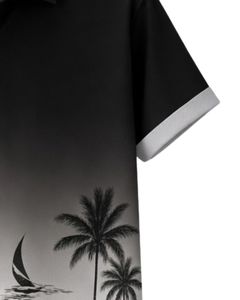 Camisa de Manga Corta con Botones y Estampado de Palmeras en Degradado Negro Personalizada, Camisa Casual de Verano para Hombre, Fabricante OEM, Suministro al por Mayor - Product Image 6