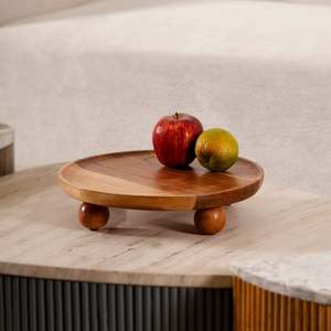 Modern Wooden Serving Tray With Ball Feet Reusable Fruit <b>Platter</b> For Table Decor - Product Image 1