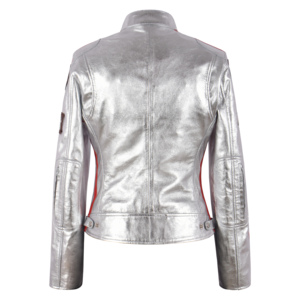 Veste de moto pour femme en cuir d'agneau véritable Sizma 100% personnalisée, fermeture éclair YKK or/argent, logo personnalisé, marque privée - Product Image 5