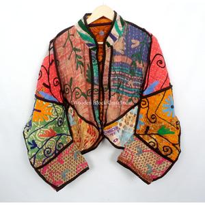 ASSORTED Vintage Kantha Women wear <b>Jacket</b> Hand Quilted Vintage Cotton Fabric Bohemian Style Indian Clothes for fashionable lady - Product Image 1