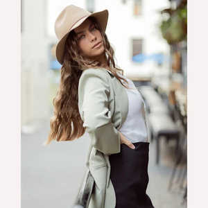 White 100% Wool Fedora <b>Hat</b> with Brown Ribbon <b>Band</b> Hand Embroidery Unisex Casual Wide Brim Four Seasons Fashion Accessory - Product Image 2