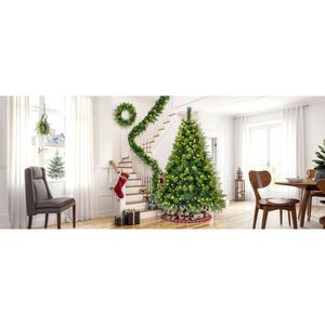 Árbol de Navidad Artificial Preiluminado Verde Hierba de 6 Pies con Corona y Guirnalda, Ramas de Pino Grandes, Set de Decoración Navideña - Product Image 4