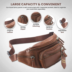 Custom High Quality Outdoor Hiking Fanny Pack Trendy Custom Logo Leather Waist Bag <b>Cheap</b> Travel Chest Bum Bag - Product Image 2
