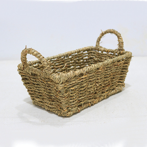 Classic Seagrass Rectangular Multifunctional <b>Storage</b> <b>Tray</b> with Handles Hand-Woven Eco-Friendly Organizer - Product Image 1