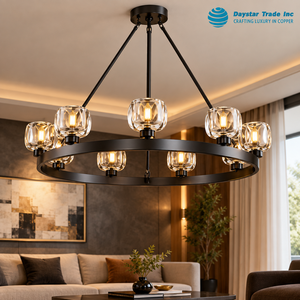 Lámpara de Techo Moderna de Metal Negro Daystar Trade Inc, 100W, 3000K, Luz Blanca Cálida Suave, Diseño Circular, Pantallas de Cristal, Iluminación Interior - Product Image 1