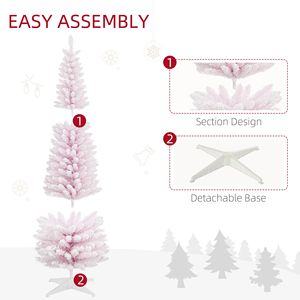 Albero di Natale Artificiale Realistico e Sottile di 1,8 m con Effetto Neve e Base in Plastica per Decorazioni Interne - Product Image 5