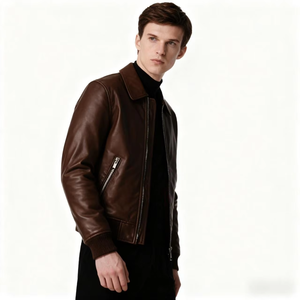 Veste en cuir d'agneau véritable noire de haute qualité pour hommes / Vestes en cuir pour hommes / Vestes en cuir pakistanaises pour hommes - Product Image 2