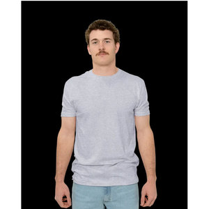 T-shirt gris à manches courtes pour homme, col rond, coupe classique, couleur unie, jersey décontracté, 100 % coton, design uni, gris chiné - Product Image 1
