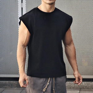 Débardeur en coton sans manches pour homme, col rond, couleur unie, respirant, pour entraînement, fitness, musculation, débardeur de sport pour homme - Product Image 5