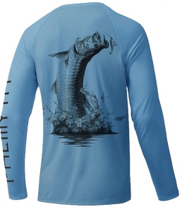 Camisa de Pesca de Manga Larga para Niños, Estampado de Tarpaón Azul, Sublimación, Protección Solar UPF 50, Anti-UV, 85% Poliéster + 15% Elastano - Product Image 1