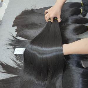 Cheveux humains vierges vietnamiens 100% os brut droit naturel couleur noire Extensions de cheveux paquets de cheveux soyeux et doux - Product Image 1