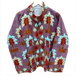 Classy Embroidered <b>Quilted</b> Women <b>Jacket</b> Mandarin Collar Floral <b>Pattern</b> Lightweight Corduroy Coat for Autumn Winter - Product Image 4