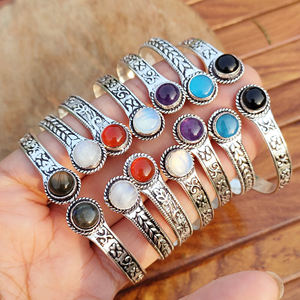 Brass Natural Gemstone Bangles for <b>Women</b> Meditation Chakra Healing and Daily Fashion Available for Export Price from India - Product Image 6