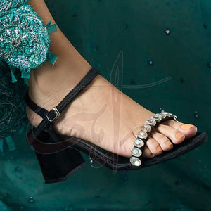 Sandalias de Tacón con Terciopelo Estampado, Hechas a Mano, Cómodas, Antideslizantes, a la Moda, para Bodas, Fiestas y Ocasiones Especiales - Product Image 5