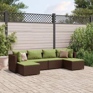 Conjunto de Muebles de Patio de Ratán Sintético Marrón con Acero con Recubrimiento en Polvo y Poliéster, Elegantes Muebles de Exterior para Patio - Product Image 1
