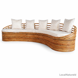 Ensemble de canapés de jardin en rotin rond moyen, courbé, pour l'extérieur, avec coussins imperméables pour la cour d'hôtel - Product Image 4