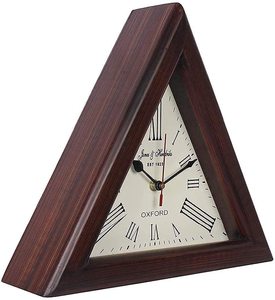 <b>Wooden</b> Wall Clock <b>Triangle</b> Shape Vintage Style Decorative Analog Clock for Home Office Bedroom Kids Room Living Room Wall Decor - Product Image 3