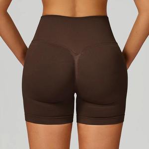Women's High Waist Solid Color Sporty Sports <b>Shorts</b> Knitted Spandex/Nylon Breathable Elastic Waist Regular Fit XS - Product Image 5