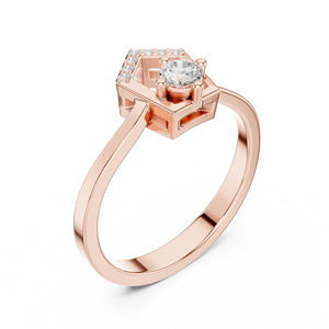 Anillo de Compromiso de Oro Rosa con Diamante Cultivado en Laboratorio, Diseño de Halo Geométrico, Elegante Joyería Nupcial, Anillo Premium al por Mayor - Product Image 4