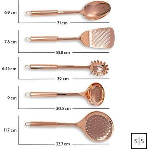 Handmade <b>Copper</b> Chef <b>Utensil</b> Set Cooking Spoon Skimmer Ladle Spatula Premium Kitchenware Gift Collection - Product Image 6