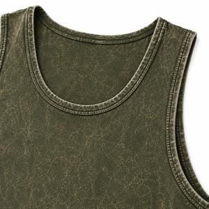 Débardeur sans manches col rond pour homme, couleur unie, tricoté, coupe sport décontractée, finition délavée, polyester/coton, ODM, respirant, logo frontal - Product Image 5