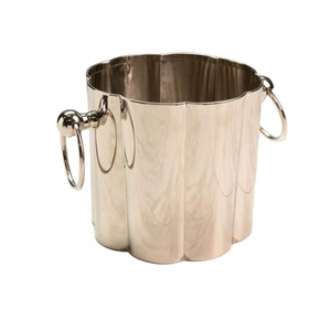Cubo de hielo de Metal niquelado de alta calidad, contenedor de bebidas impreso con logotipo personalizado para enfriador de champán, chapado personalizable - Product Image 1