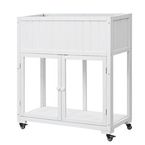 Mini serra in legno da 10,8 m x 5,4 m x 11,4 m con 2 porte, design compatto, ruote e rivestimento per aiuole rialzate - Product Image 3